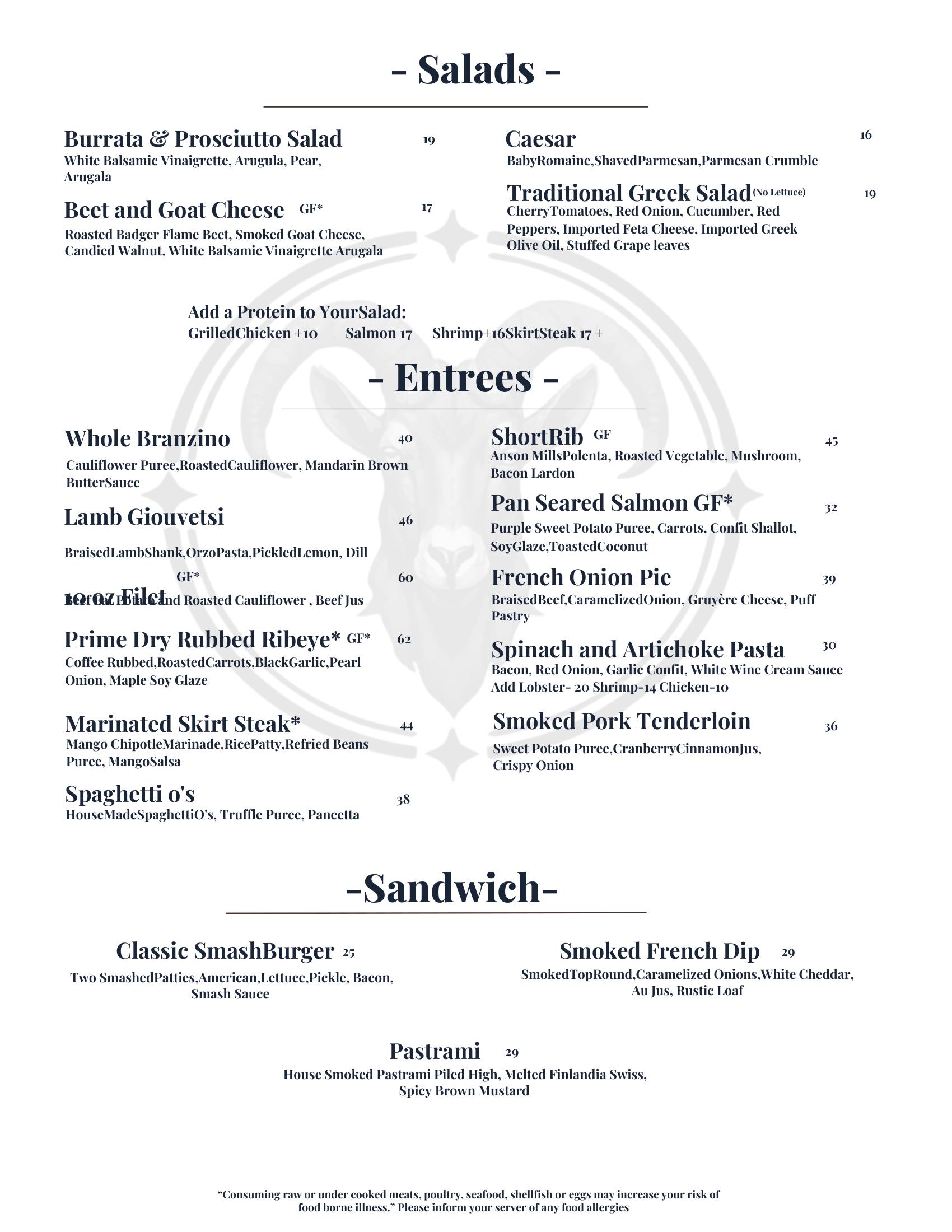 Menu Page 1 - Small Plates & Grazing Board