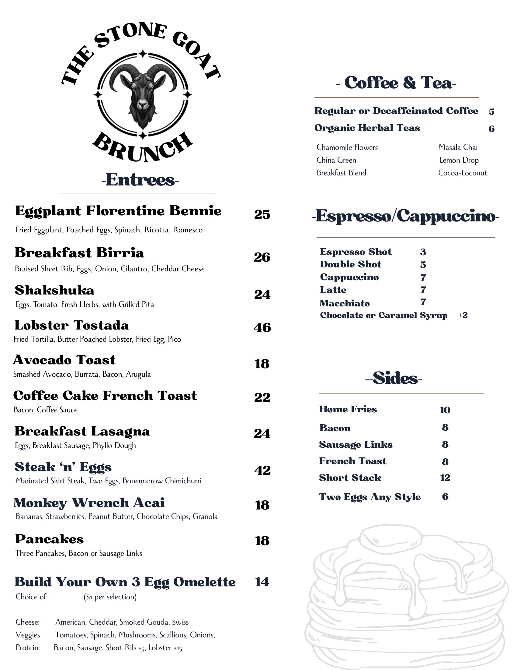 Menu Page 3 - Brunch