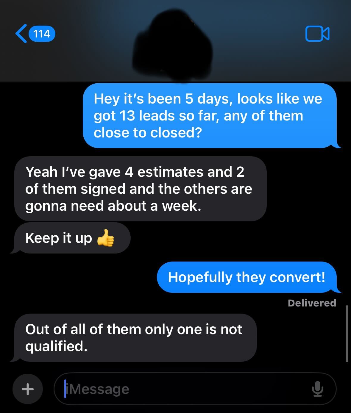 Client message to Intellimark