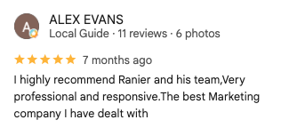 Google review for Intellimark from Alex Evans