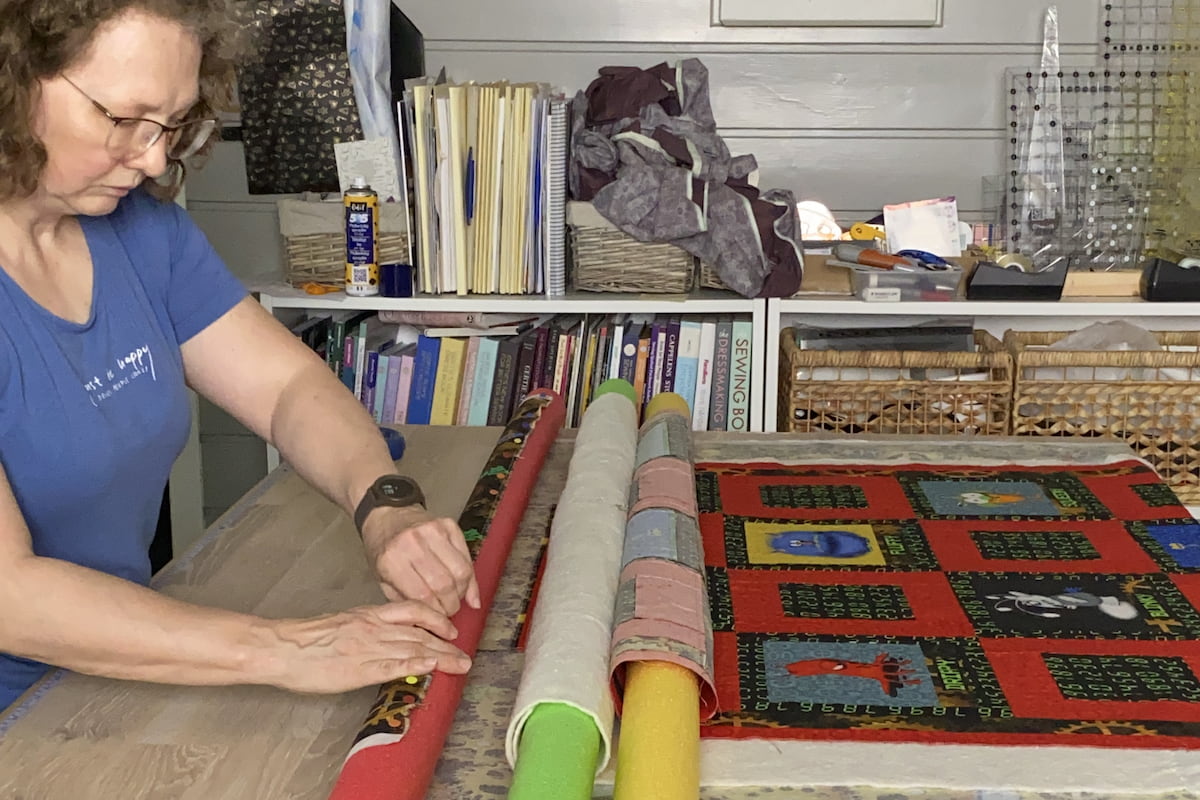montering av quilt med pool noodles