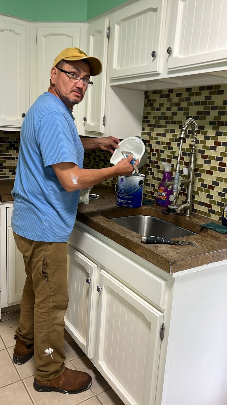 Tony Diaz, owner of Prestige Home Repair, on a kitchen job in the Lehigh Valley
