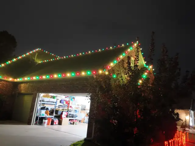 Double garage home after lights