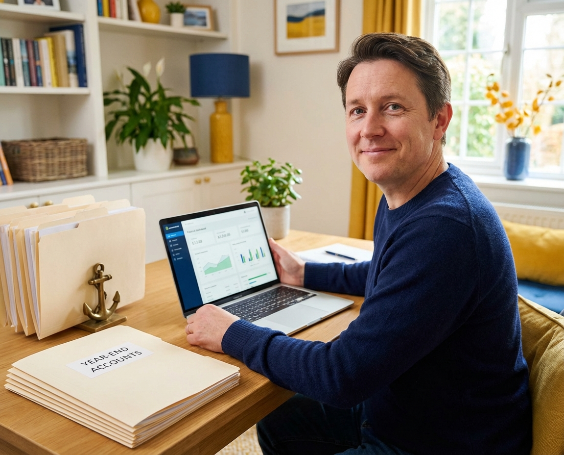 Luke Jackson FMAAT reviewing limited company accounts for a UK small business director