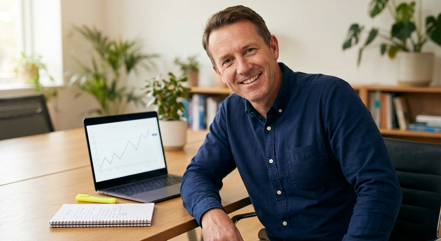 Small business owner reviewing tax planning documents at a desk