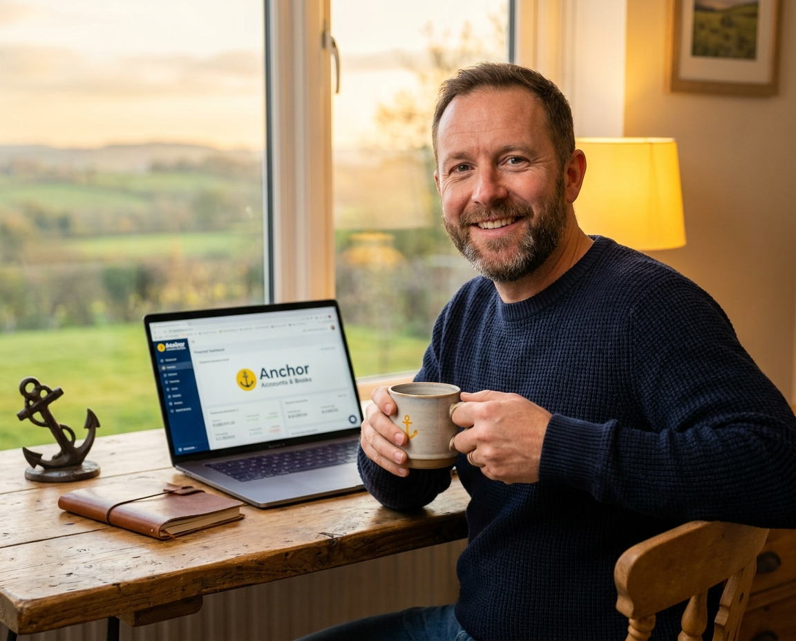 Luke Jackson FMAAT at his desk, providing one-to-one accounting services in Staffordshire from Uttoxeter
