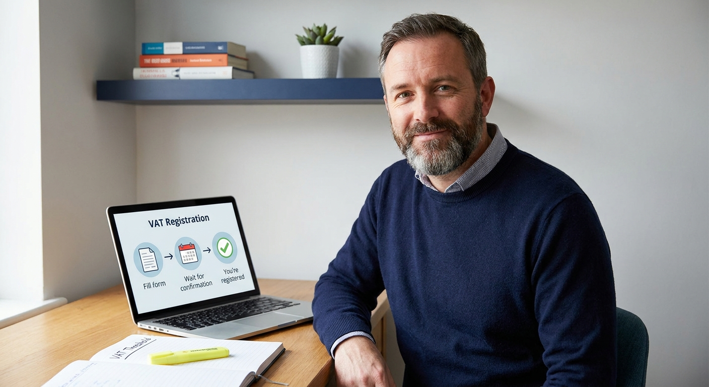 Luke Jackson FMAAT providing VAT registration help to a UK small business owner