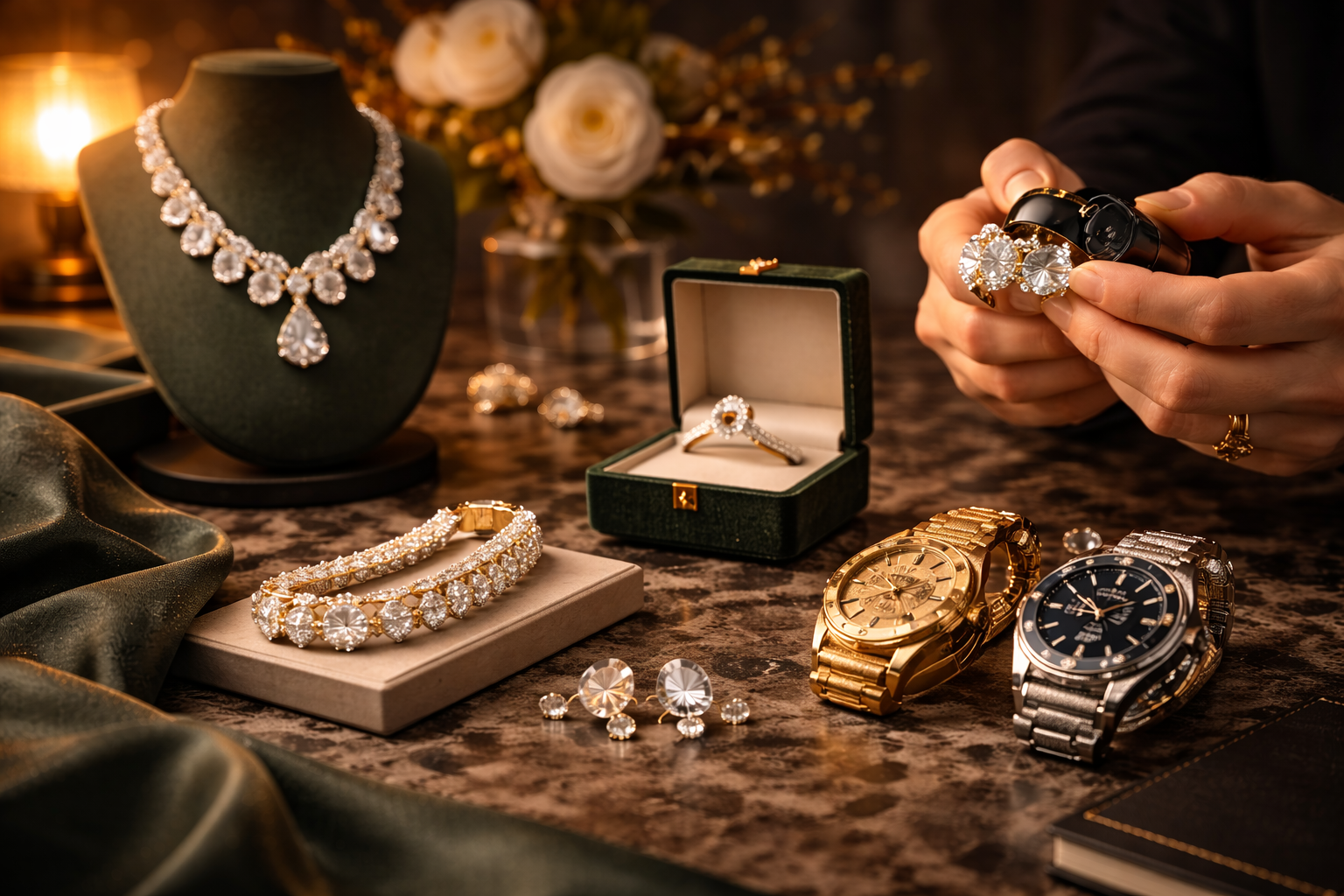 Elegant luxury jewelry display representing the mission of Elegant On Lex