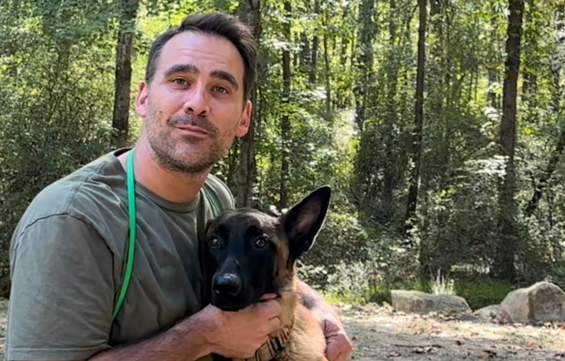 Joel working with a dog in a real training session