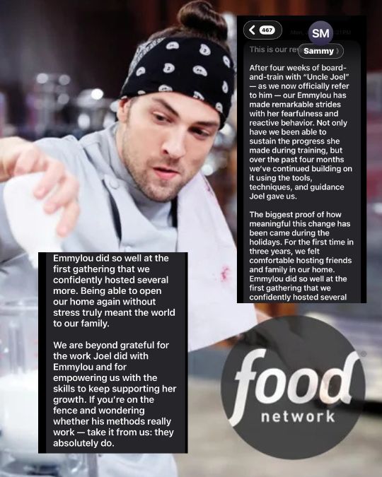 Celebrity chef Sammy Monsour review — able to have company for the first time in 3 years after dog aggression training with Joel