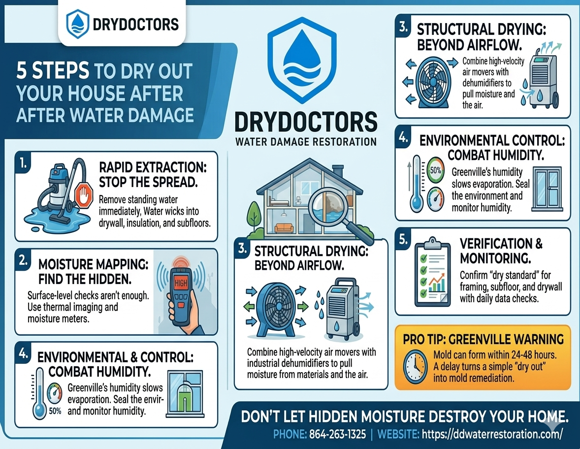 How Do You Dry Out a House After Water Damage in Greenville, SC Infographic
