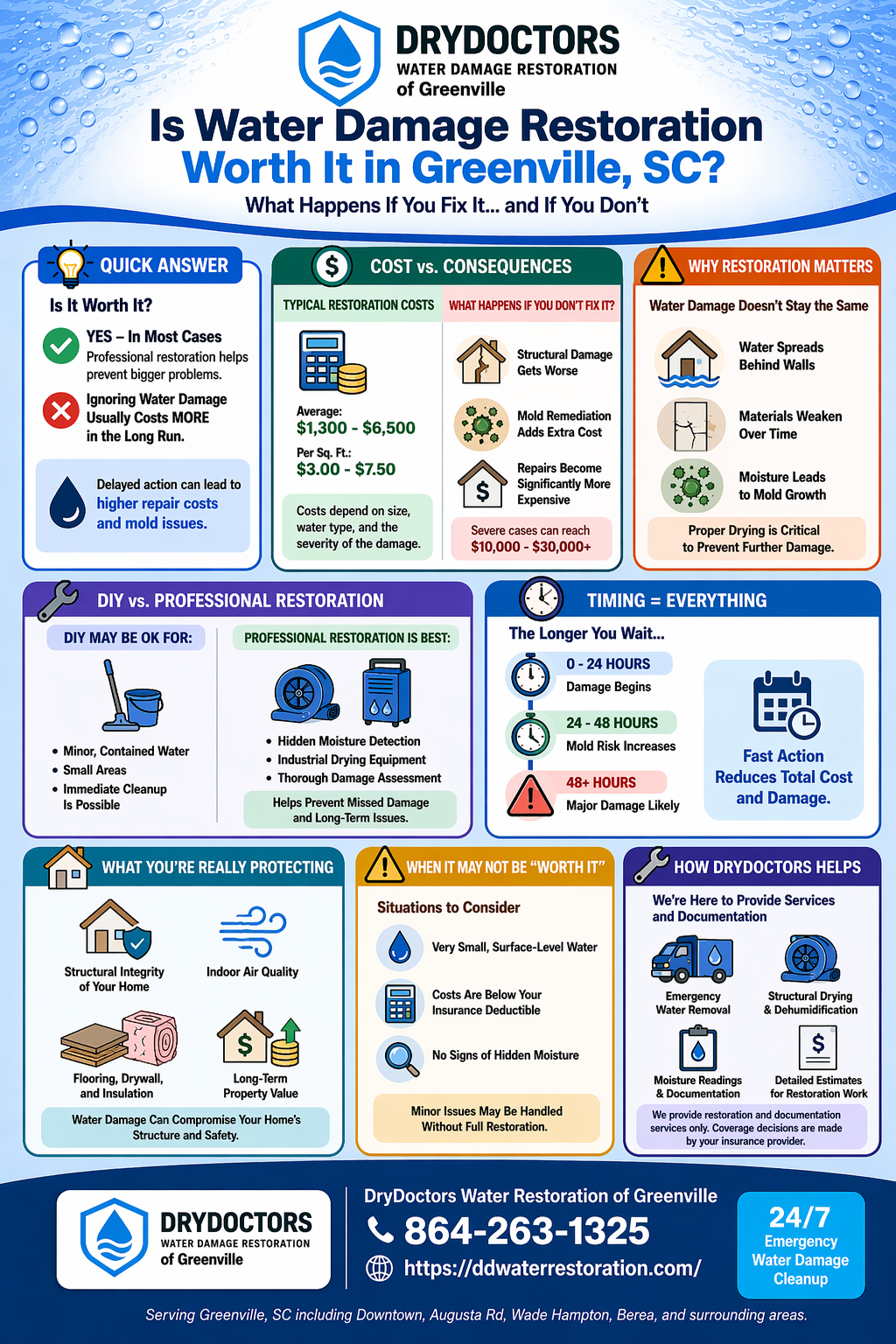Is Water Damage Restoration Worth It in Greenville, SC Infographic