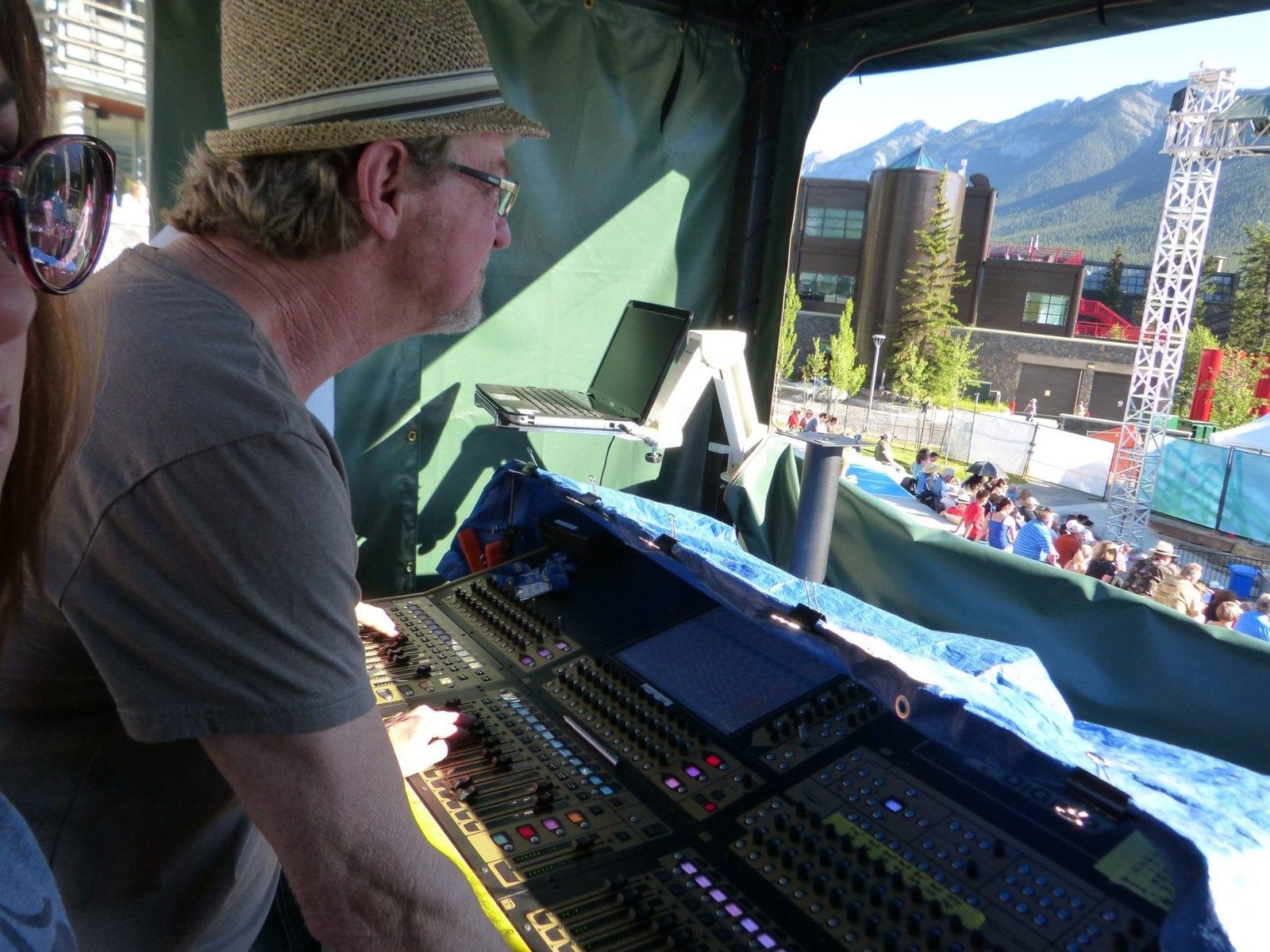 Buford Jones mixing an outdoor event at the Banff Centre