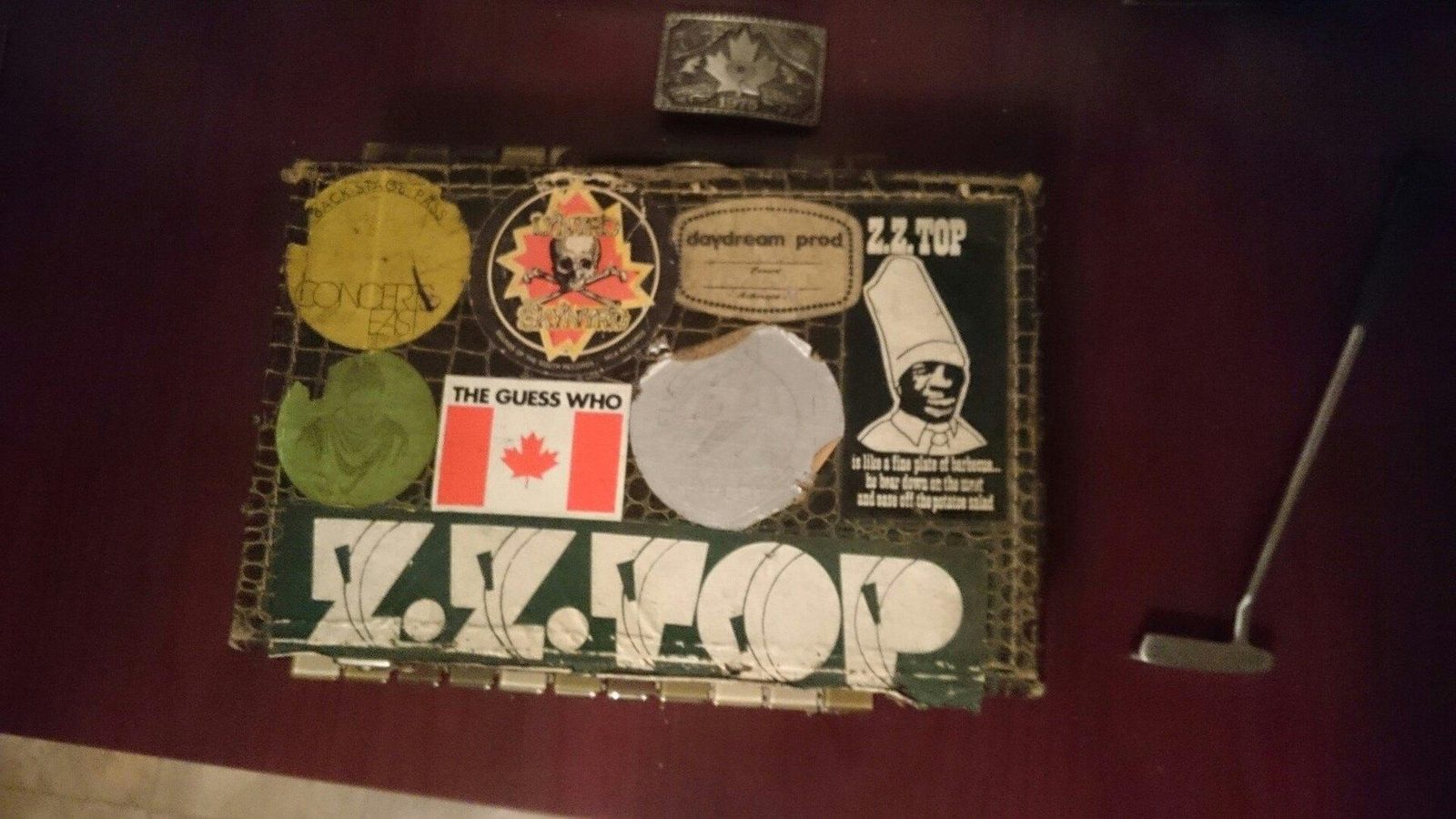 Buford's first road briefcase with tour stickers