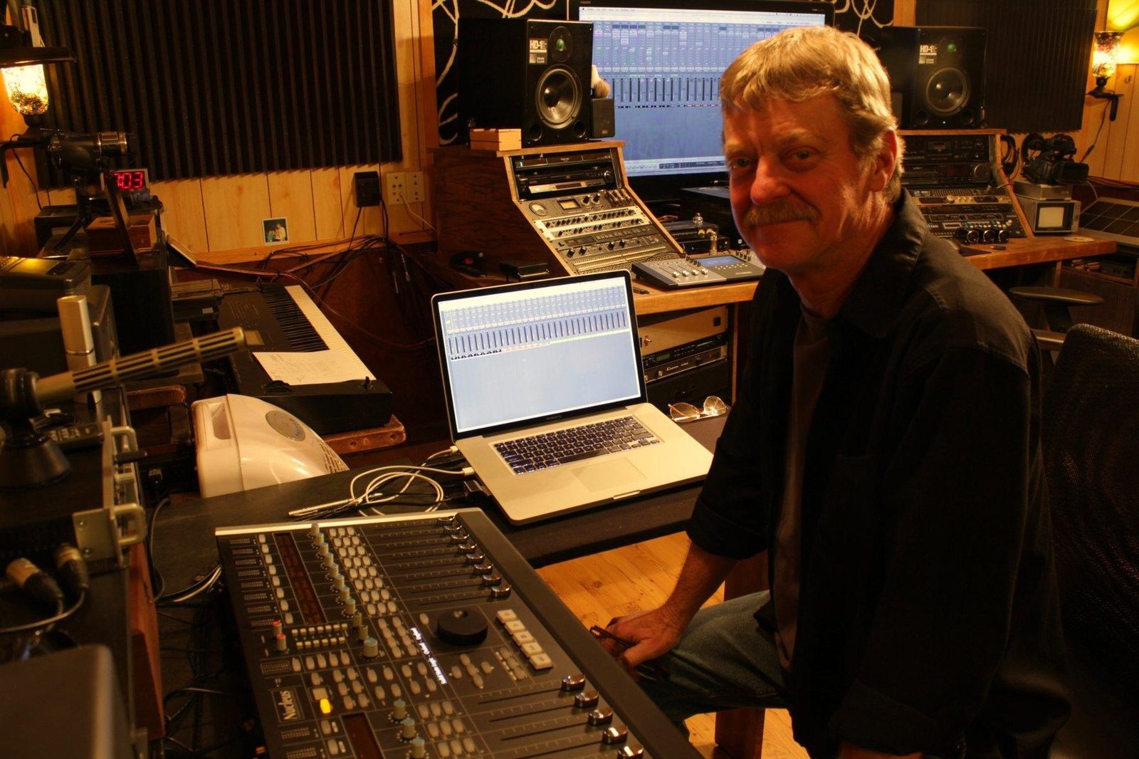 Buford Jones at the workstation in his home studio