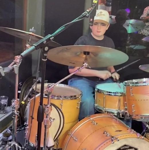 Charlie Mac's grandson Hank playing drums
