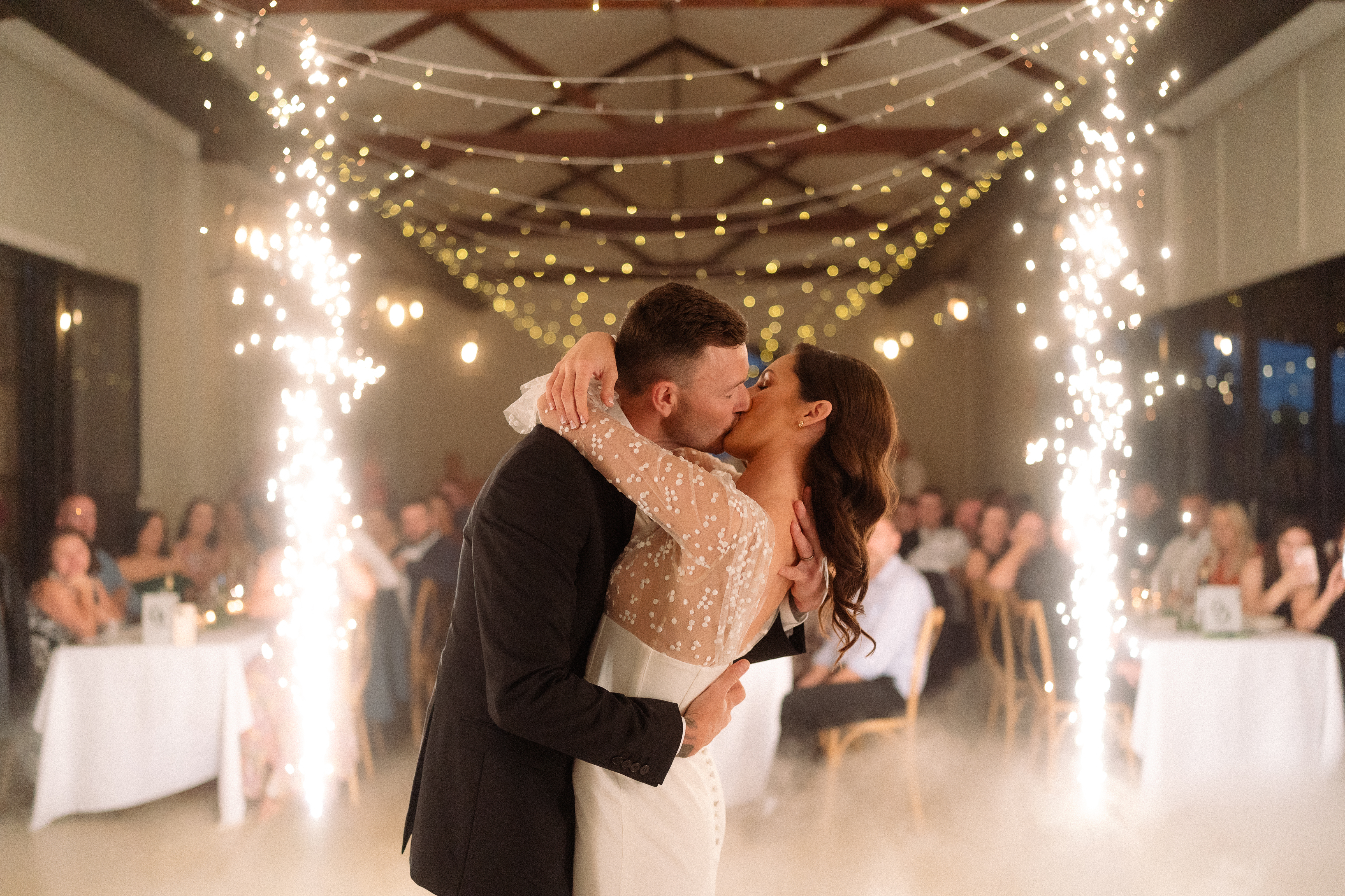 Confetti tunnel as the couple walk out