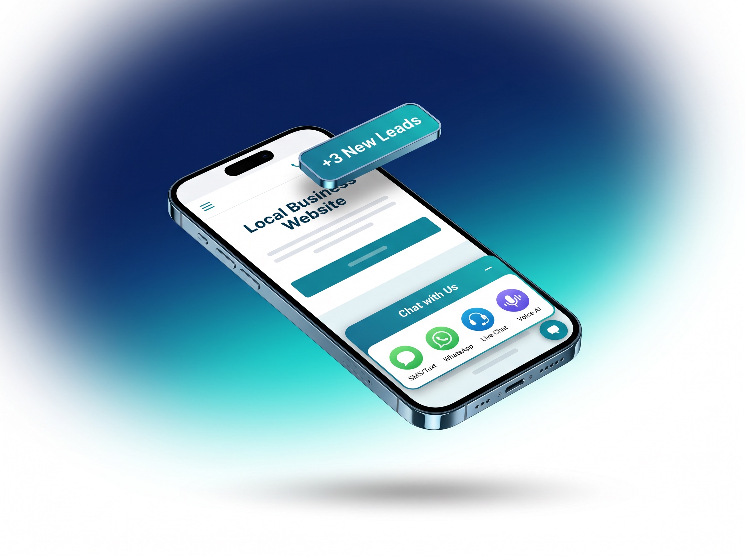 SocialBlastPRO chat widget on a mobile device