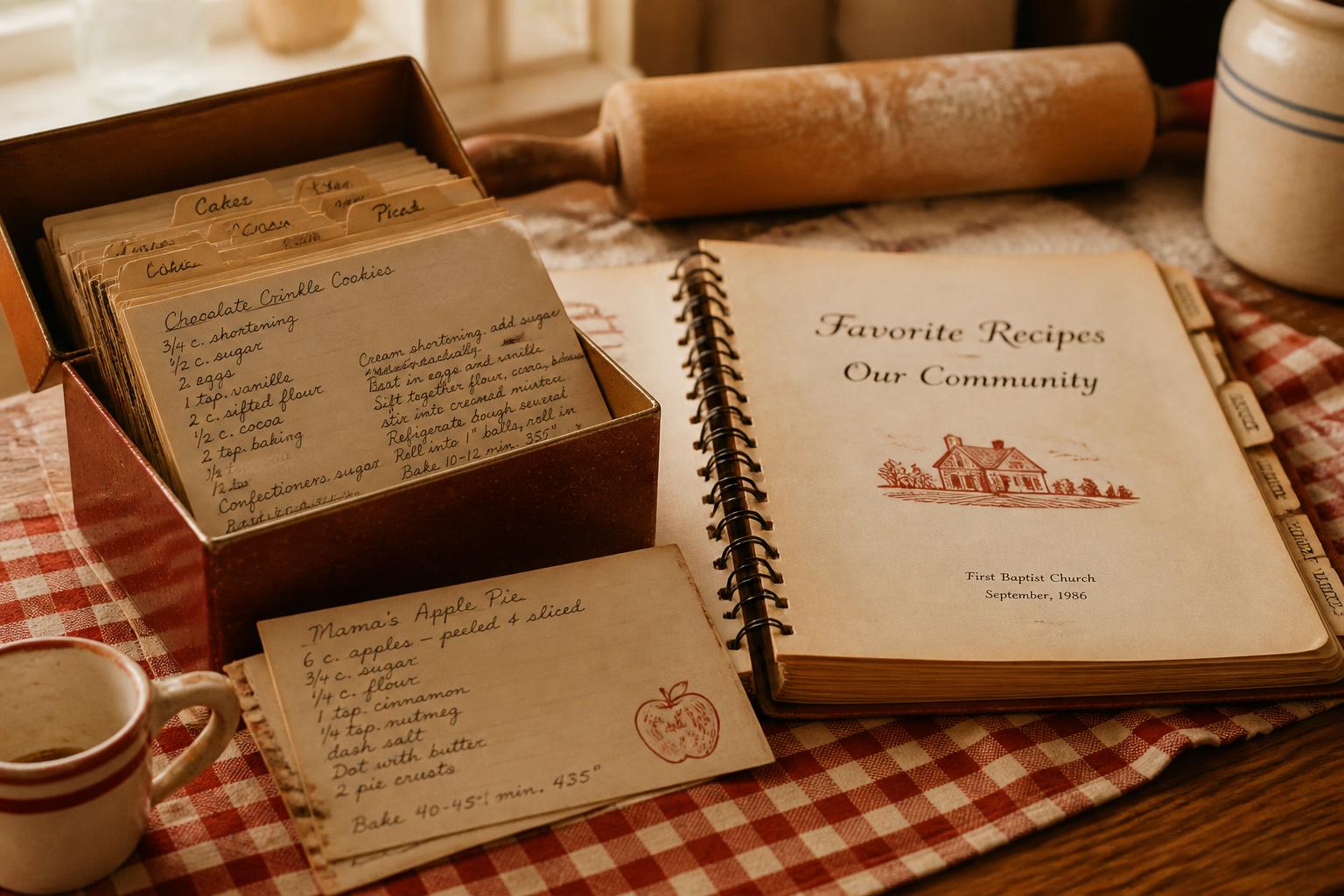 Cookbook and handwritten recipe cards