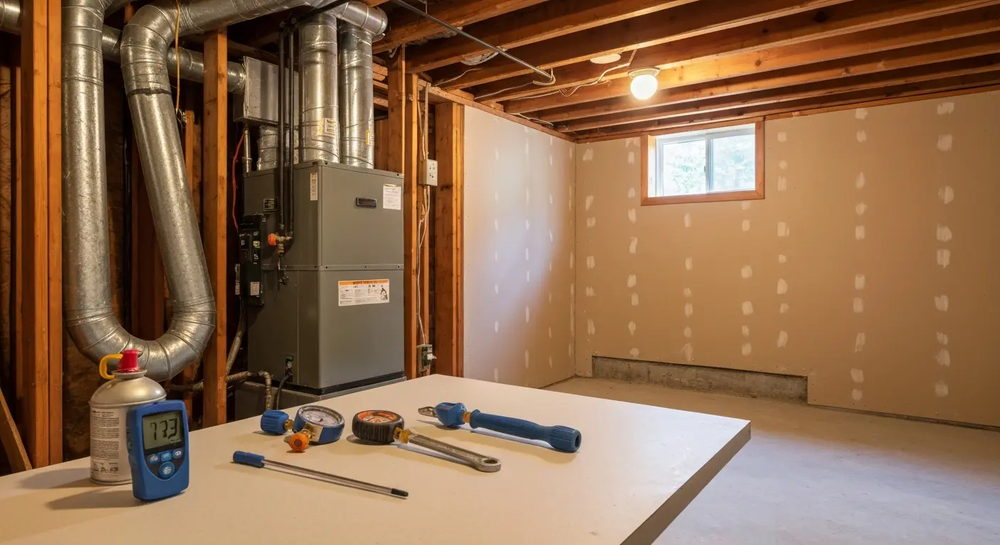 HVAC technician performing maintenance