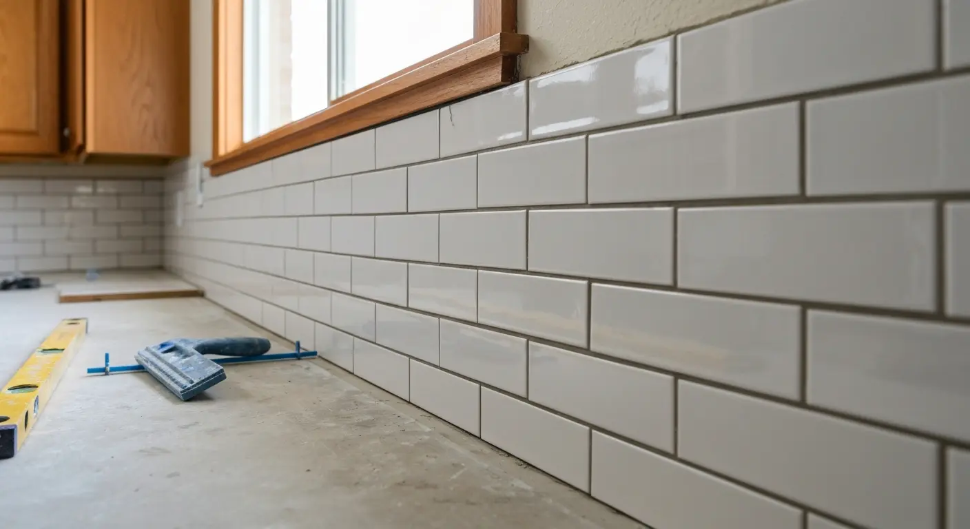Tiled kitchen backsplash
