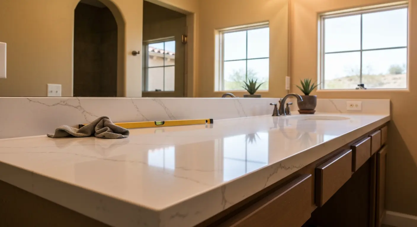 Quartz countertop installation