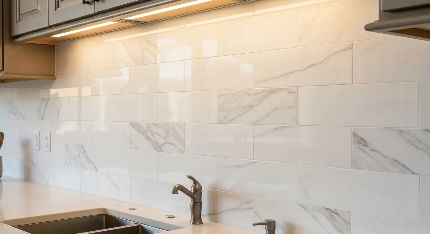 Natural stone backsplash