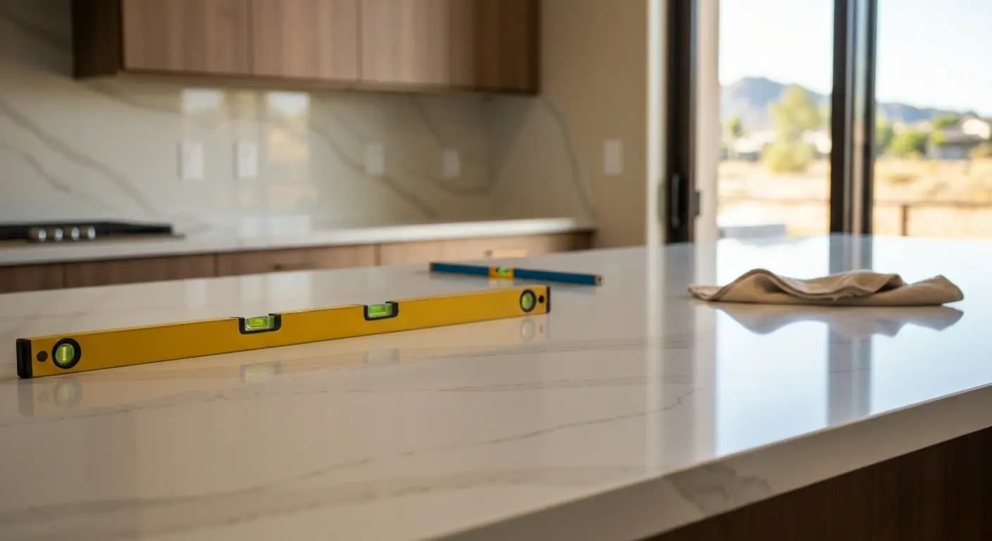 Quartz countertop installation