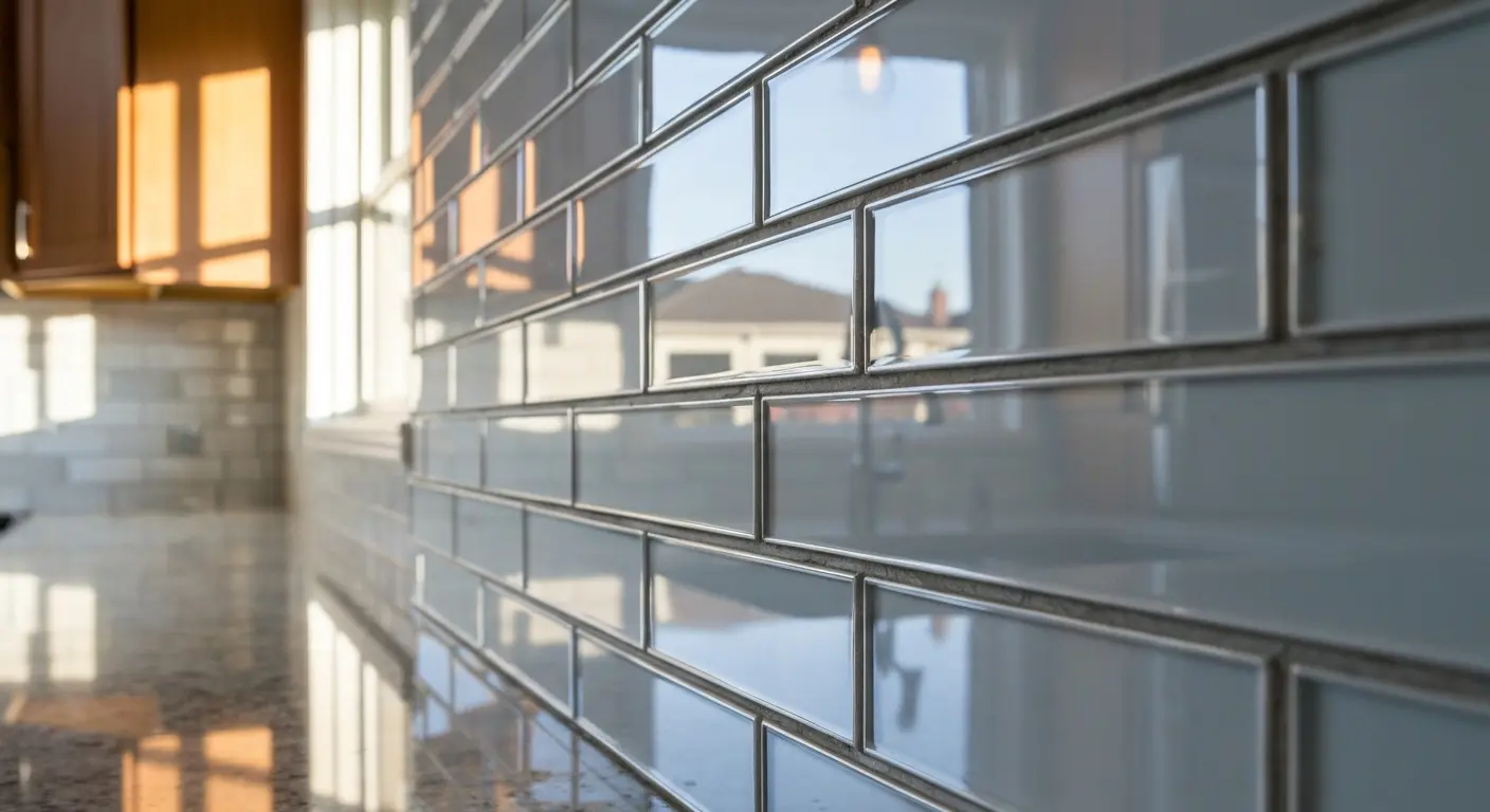 Glass tile backsplash