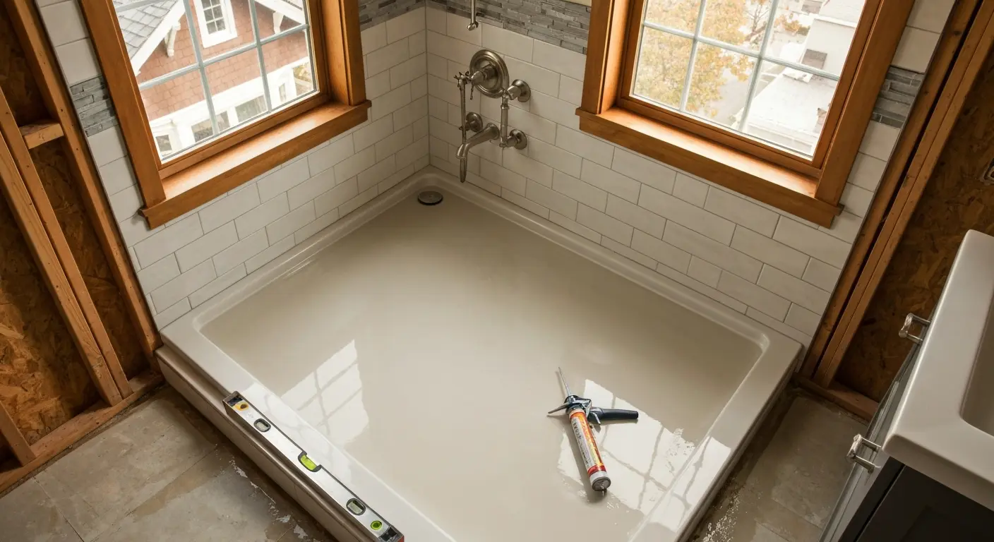Shower base and fixture installation
