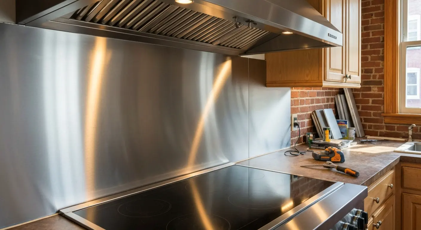 Stainless steel backsplash