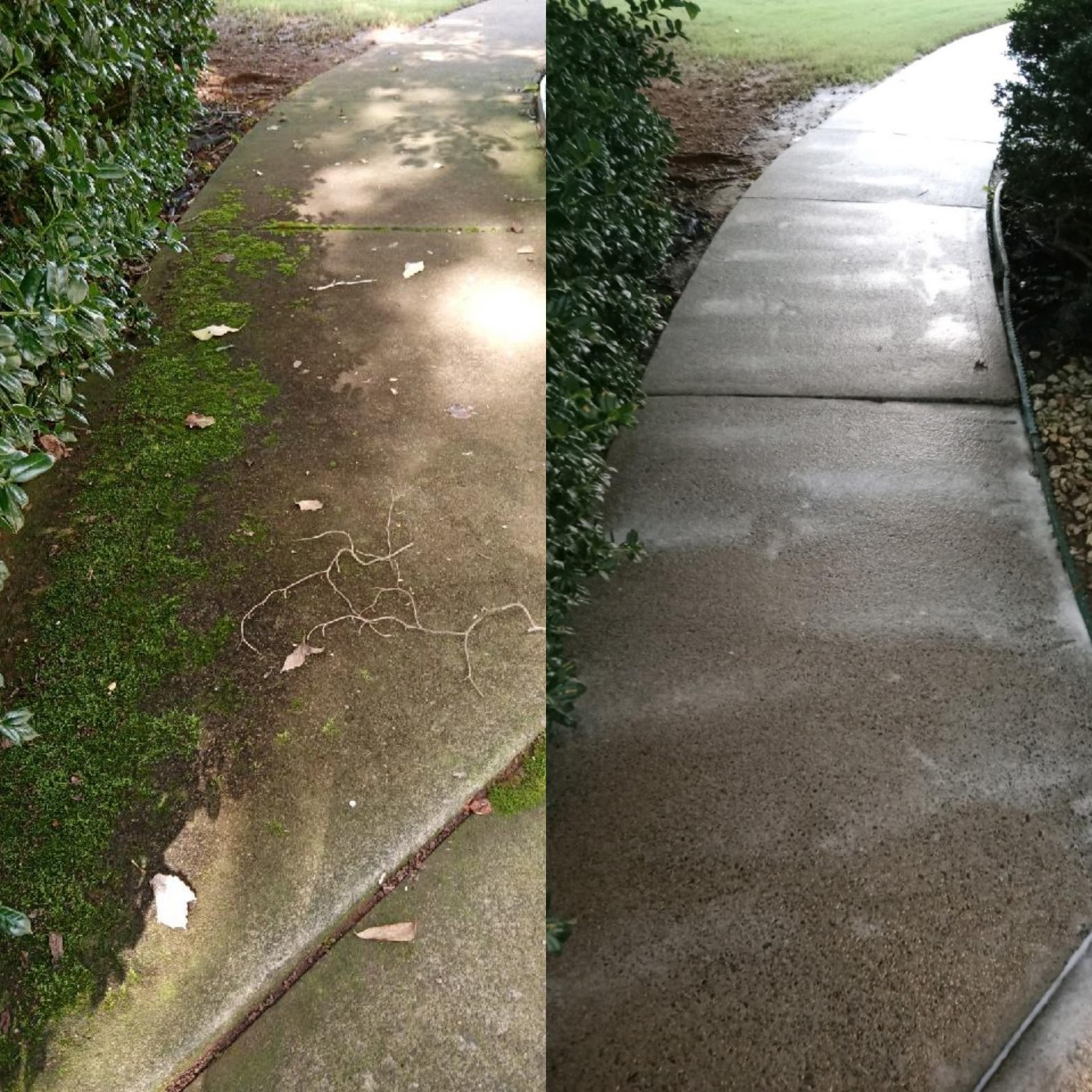Before and after walkway pressure washing in Cumming GA by Mechanical Magic