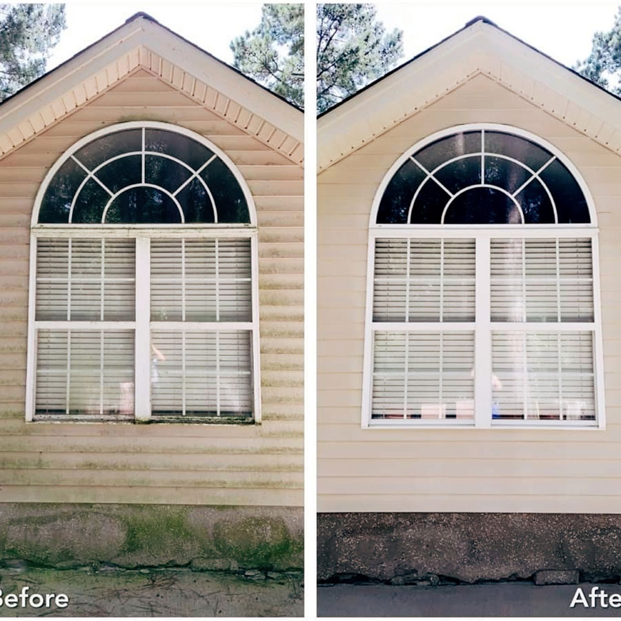 Extremely dirty window restored to crystal-clear condition by professional window cleaning in Canton GA