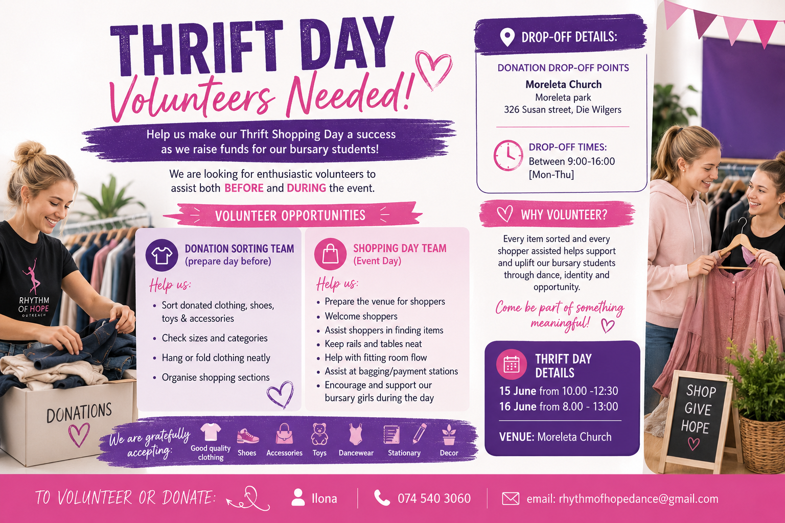 Thrift Day fundraising event at Morelete Church in Pretoria