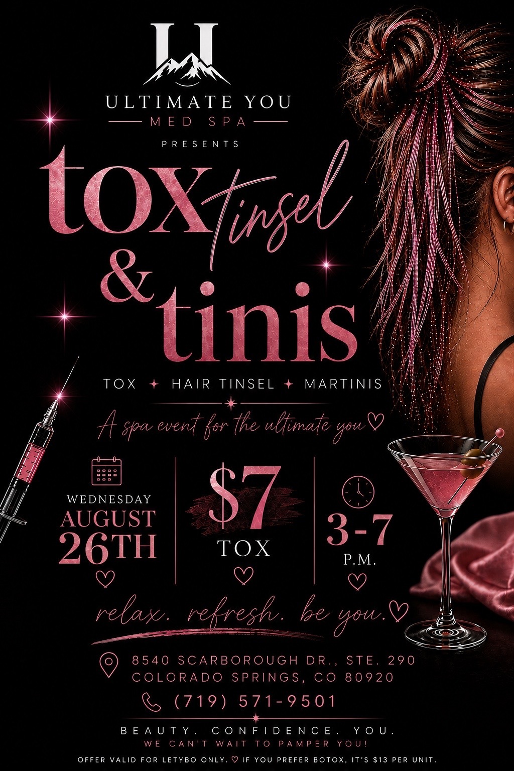 Tox, Tinsel and Tinis event flyer