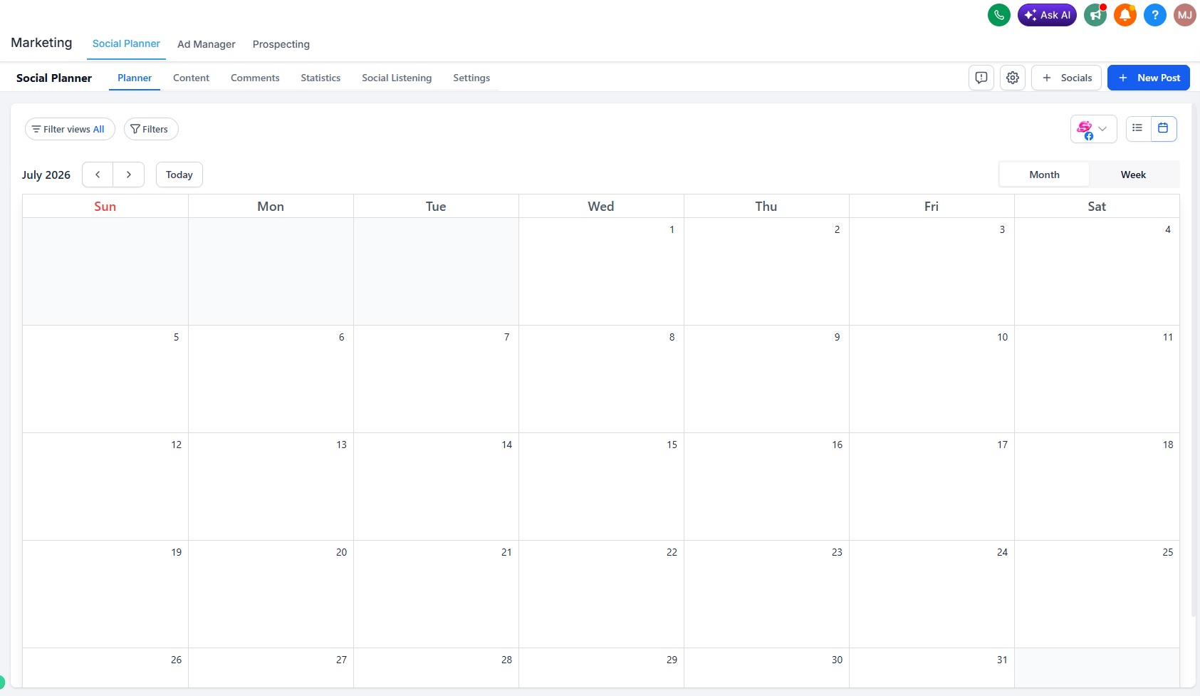 SynchSuite Social visual content calendar