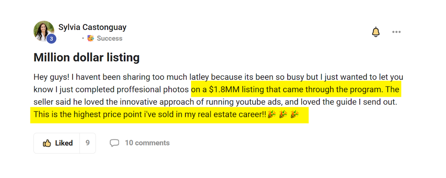 Client win posted in our community