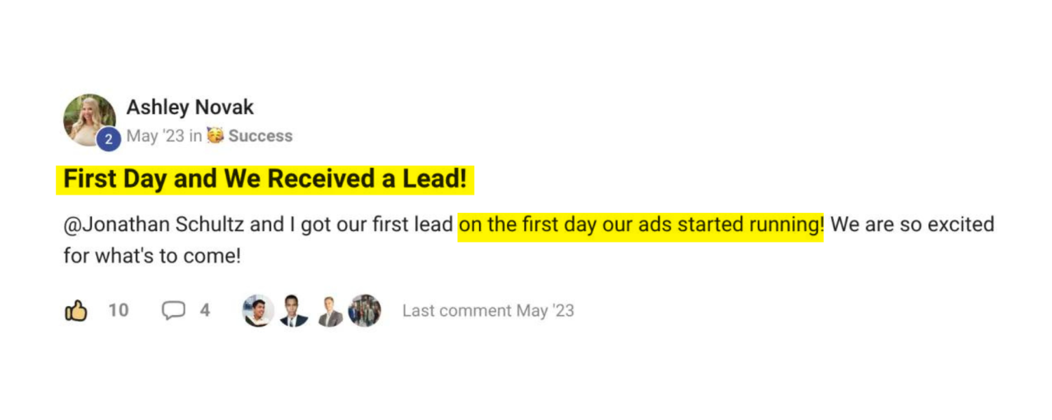 Client win posted in our community