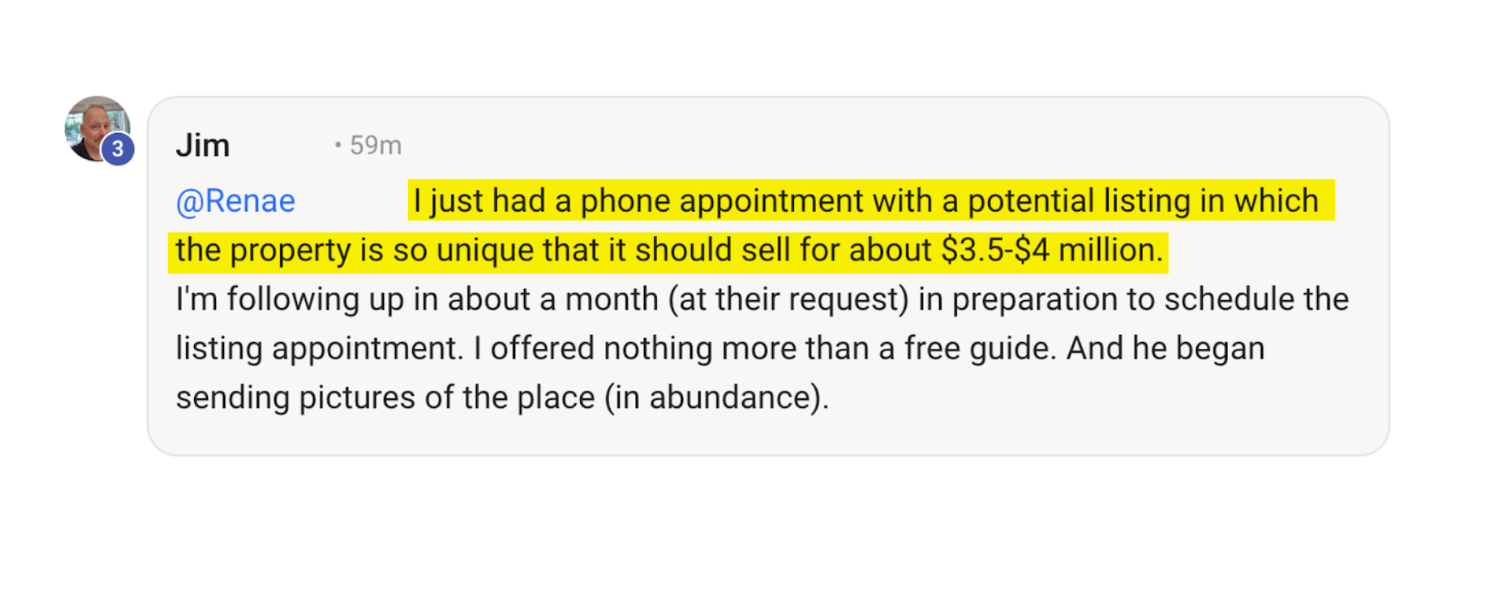 Client win posted in our community