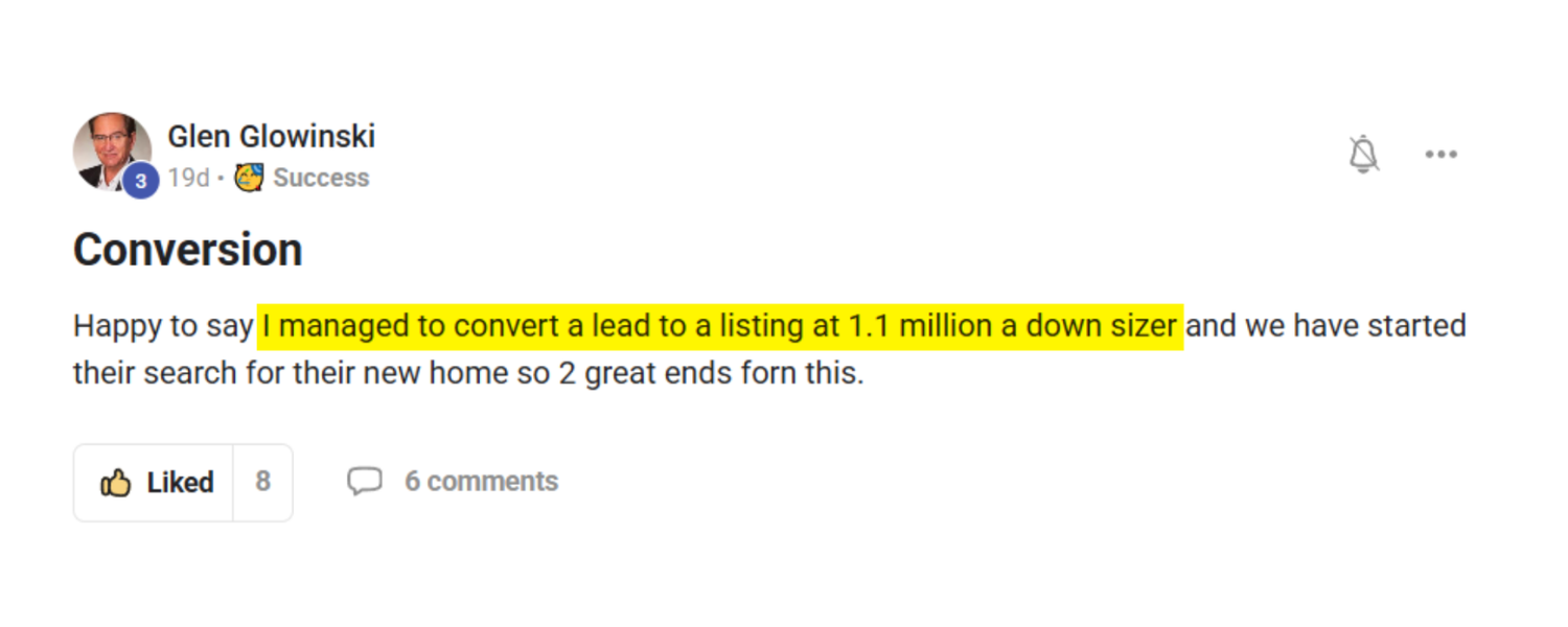 Client win posted in our community