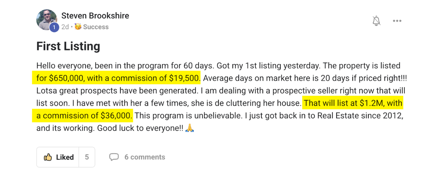 Client win posted in our community