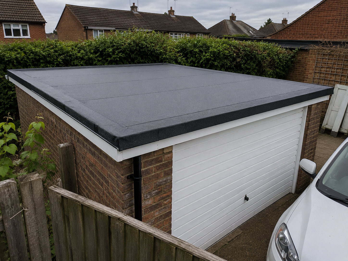 Roofer working on a garage roof