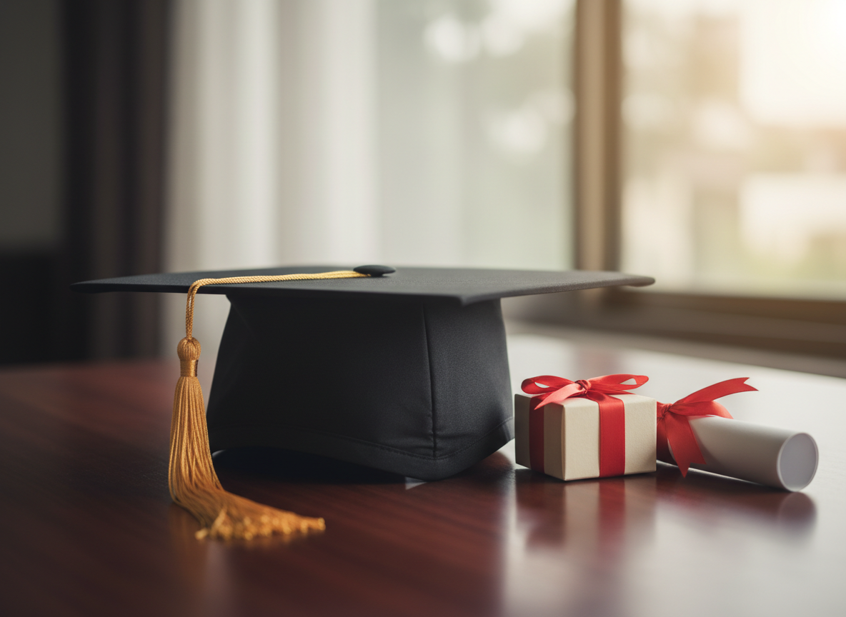 Graduation cap and diploma — college funding