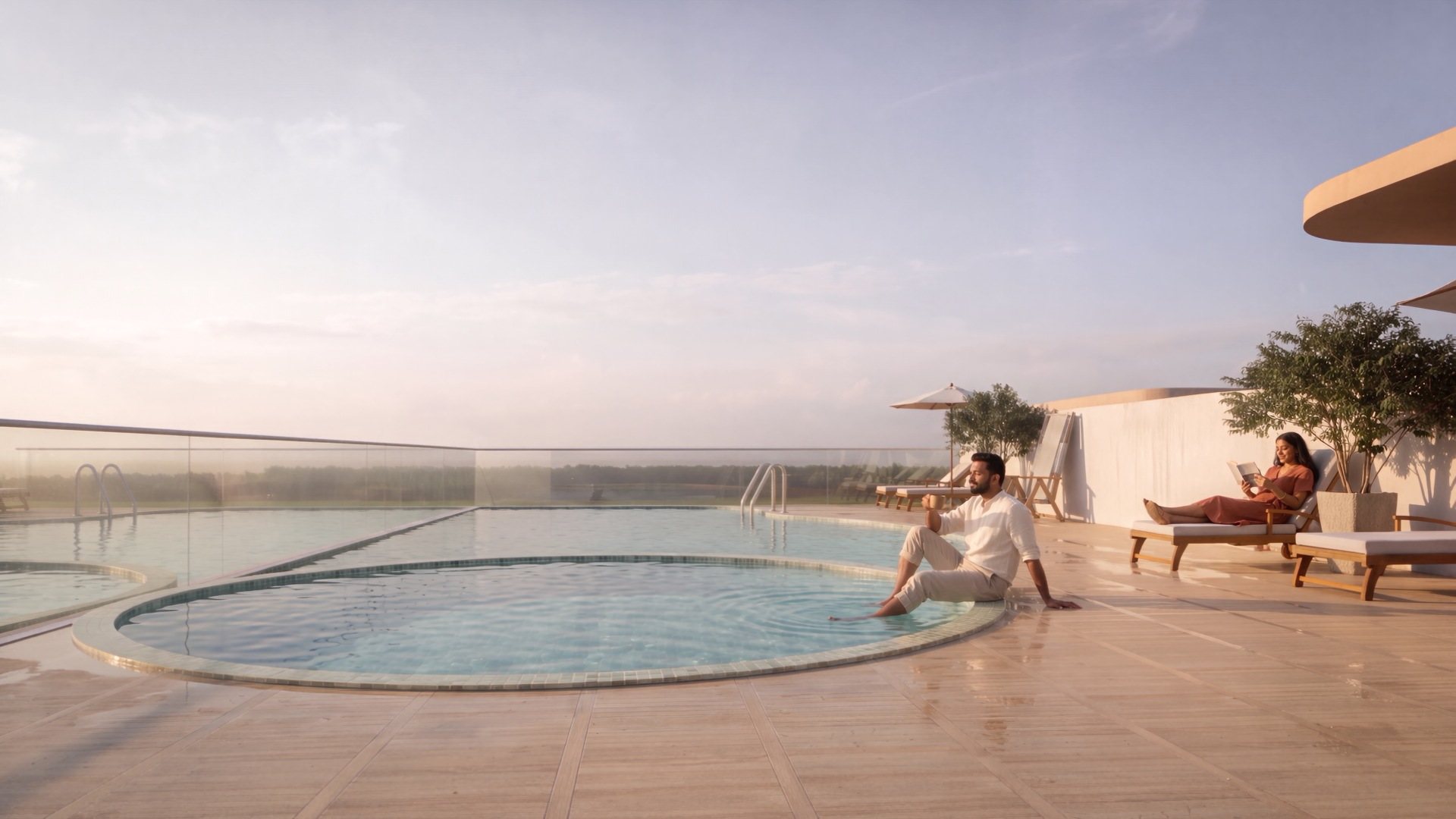 Swimming pool with deck