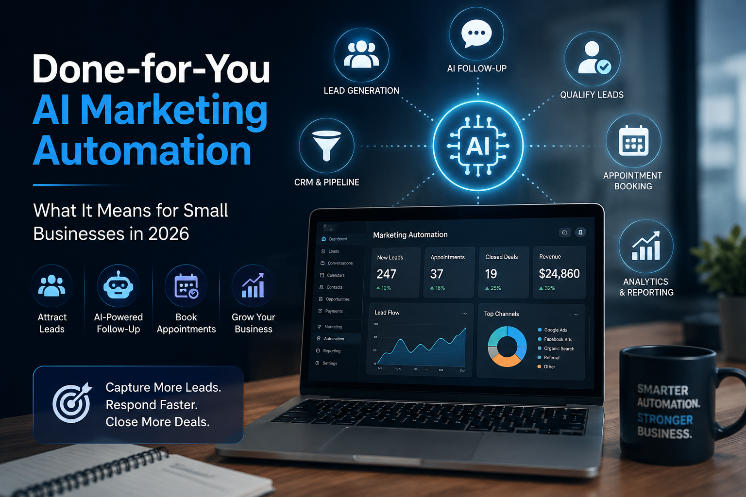 Done-for-you AI marketing automation system for small businesses with lead generation and AI follow-up