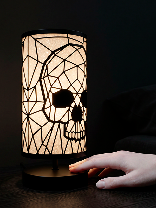 MAVRA Gothic Skull Lamp — skull shadow projection on wall
