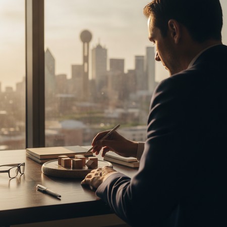 Executive man reviewing personalized behavioral wellness plan with consultant