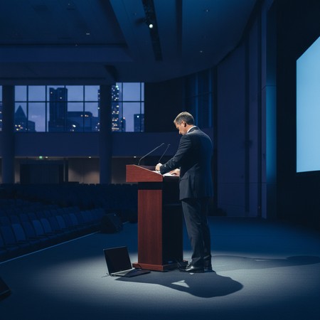 Behavioral science speaker presenting to corporate leadership audience