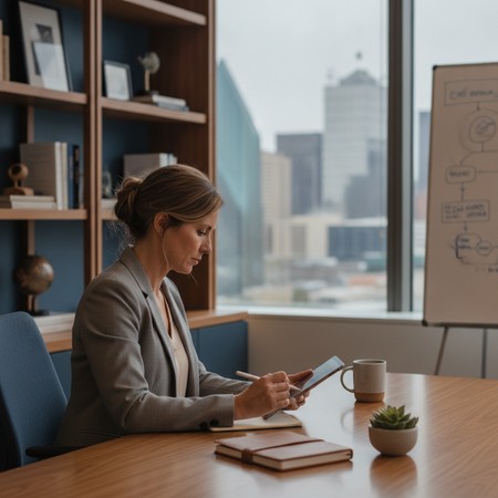 Doctoral behavior analyst consulting with executive male client