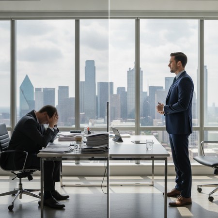Executive man in private one-on-one behavioral consulting session